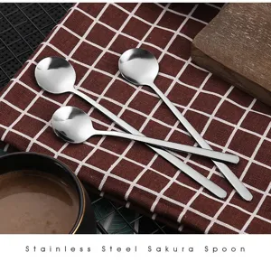 High quality stainless steel round spoon coffee mixing spoon for dessert and mug