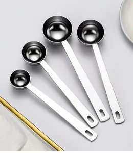 Set de cuillères à mesure en acier inoxydable avec long manche poudre de café détail