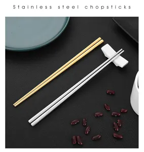 Stainless steel chopsticks for home kitchen tableware reusable metal chopstick sets