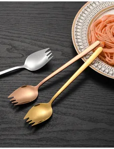 Stainless steel spork set long handle salad fork spoon western tableware dining tool