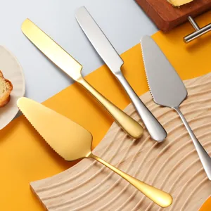 Stainless Steel Cake Server And Knife Set Golden Silver Pie Cutter Bread Butter Spatula Baking Kitchen Tools