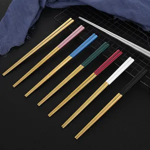 304 Stainless Steel Square Non Slip Chopsticks Creative Portuguese Style Home Dining Chopsticks Metal Cutlery