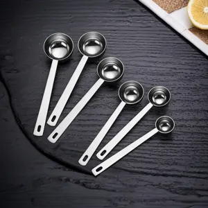 Ensemble de cuillères à mesure en acier inoxydable, long manche, ustensile de cuisine.