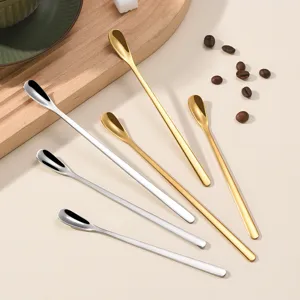 Japanischer Edelstahl Rührlöffel mit langem Stiel für Kaffee, Tee und leckeres Dessert.