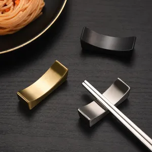 Soporte de palillos de acero inoxidable titanio posacucharas minimalista japonés 4pcs