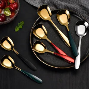 Stainless steel square head spoon creative flat bottom dessert cake soup spoon tableware set