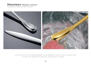 Stainless steel tea knife and spoon set, modern stylish design, useful teaware for home use.