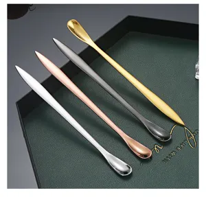 Stainless steel tea spoon coffee spoon multi-color long handle tea knife tool set for home