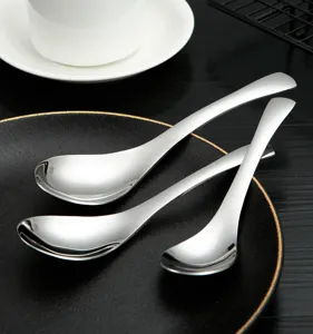 Stainless steel spoon set deep soup spoons thick kitchen tableware modern dining table accessories