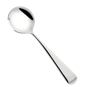 High quality stainless steel round spoon for dessert ice cream home kitchen use main view.