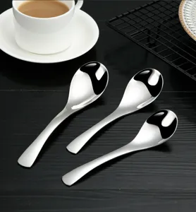 304 stainless steel thickened spoons set, deep soup spoons for home kitchen use!