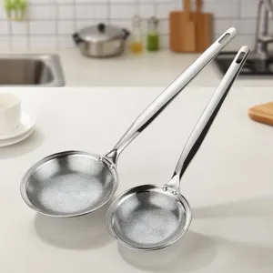 Stainless Steel Skimmer Spoon Kitchen Colander For Hot Pot Oil Filtering And Residue Straining With Long Handle