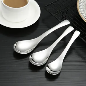 Stainless steel spoon set thickened deep soup spoons for home hotel kitchen tableware use 3pcs