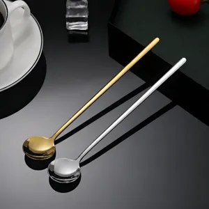 Stainless steel long handle coffee spoon gold silver set home dessert mixing spoon main display
