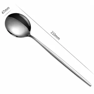 Stainless steel long handle round spoon dinner spoon kitchen tableware dining cutlery 210mm