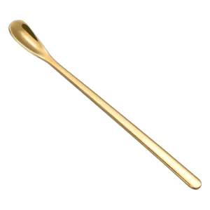 Goldener langstieliger Edelstahl-Rührlöffel perfekt für Kaffee, Dessert, Tee, Honig.