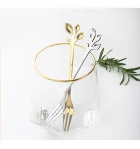 Stainless steel leaf fork spoon set for coffee dessert fruit stirring kitchen tableware decor