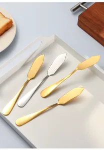 304 stainless steel butter knife set, cheese spreader and jam knife for dining table.