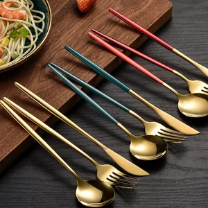 Portuguese Stainless Steel Cutlery Set Western Dinner Knife Fork Spoon Modern Mirror Polished Tableware