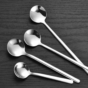 Stainless steel round spoons set, mini coffee dessert spoons with polished mirror finish.