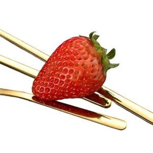 Gold mini stainless steel round spoons for delicious dessert, coffee, and ice cream.