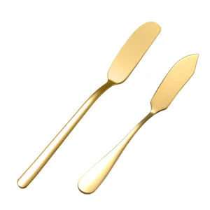 Stainless Steel Butter Knife Set Golden Cheese Spreader Jam Knife Kitchen Tableware