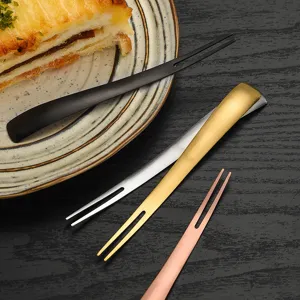 Stainless steel fruit fork dessert dual-use fork spoon for cake and tea tasting set.