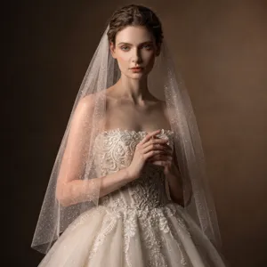 Dettaglio di velo da sposa scintillante stellato mozzafiato, tulle dorato da sogno per nozze.