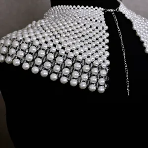 Handgemaakte parel kristal kralen nep kraag bruid trouwjurk decoratieve sjaal cape accessoire