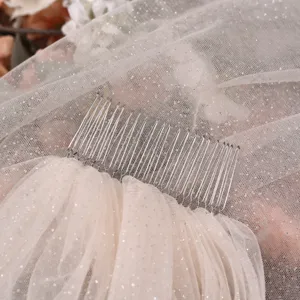 Pettine per capelli da sposa in tulle con glitter dorati rete stellata accessorio per capelli