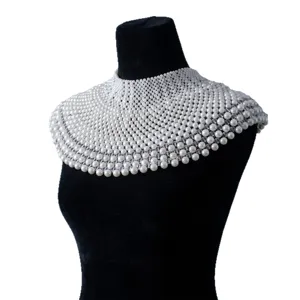 Handgemaakte witte parel en kristal kralen kraag bruid sjaal trouwjurk accessoire