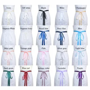 Elegant bridesmaid wedding dress ribbon sash belt with multi-color satin options for women.