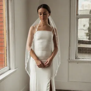 Forest Style Leaf Lace Edge Wedding Veil Long Bridal Veil With Metal Comb White Ivory Champagne Hair Accessories For Bride