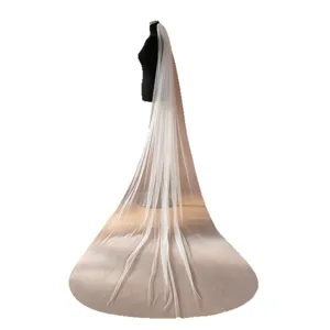 Youlapan V30 Single Layer Cathedral Wedding Veil Plain Tulle Long Bridal Accessory