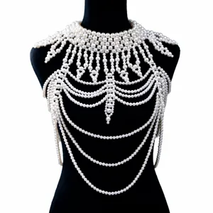 Chaîne de corps en perles imitation pompon multicouche bijoux d'épaule mariage photo