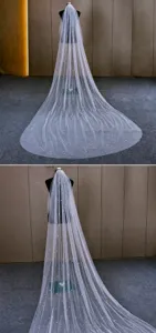 3 meter lange parel bruidssluier enkele elegante witte tullen sluier voor bruid.
