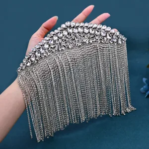 Luxus Strass Fransen Schulter Epaulette Kristall Kleid Zubehör Glanzvolles Detail