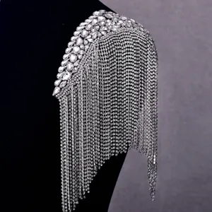 Atemberaubende Strass Quaste Schulter Epaulette Detail, Luxus Kristall Kette für Kleid.
