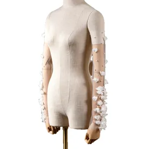 Eleganti maniche da sposa floreali 3D in morbida rete lungo abito da sposa accessori braccio