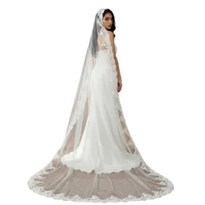French vintage lace bridal wedding veil long white tulle veil without comb bridal accessories