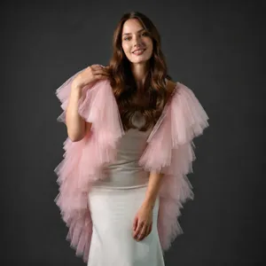 Sciarpa da sposa in tulle rosa pesca accessorio abito da sposa avvolgi braccio pendente