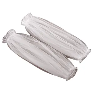 White tulle ruffled long arm sleeves bridal wedding dress mesh gloves fashion accessories