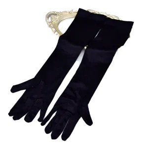 Guantes largos de satén negro para vestido de fiesta boda cosplay actuación teatral.