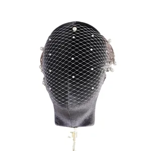 Voile en filet de perles avec peignes doubles pour accessoires de mariage et fête.