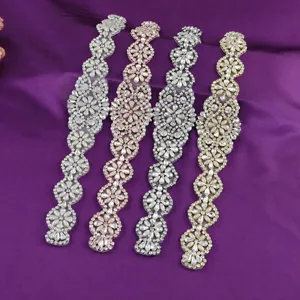 Applicazione di strass da sposa cintura di cristallo perline guarnizione cucito