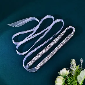 Bridal Rhinestone Pearl Waist Belt Wedding Dress Sash Ribbon Belt Silver Gold Sequin Women Wedding Accessories