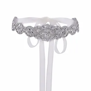 Gorgeous bridal rhinestone pearl belt with white ribbon for wedding dress accessory decor