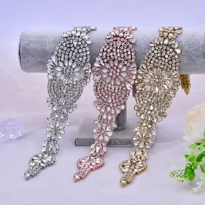 Lussuosa cintura da sposa in strass, fascia fatta a mano per abito da sposa in cristallo