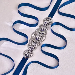 Handmade Rhinestone Wedding Dress Belt Crystal Bridal Sash Ribbon Women Formal Gown Accessory