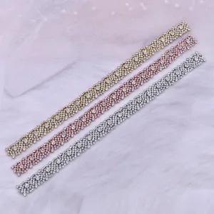 Glitzernde Strass Brautgürtel Borte Kristall Hochzeitskleid Schärpe in Gold Silber Roségold.